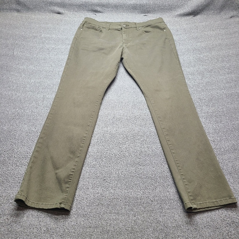 Fried Denim Slim Pants Mens 36x32 Olive Green Excellent Moto Ribbed Pockets